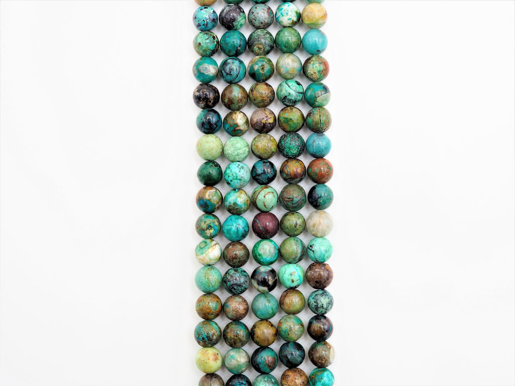 Chrysocolla Smooth Round Bead Strand, 6mm–10mm, 15–16 Inches