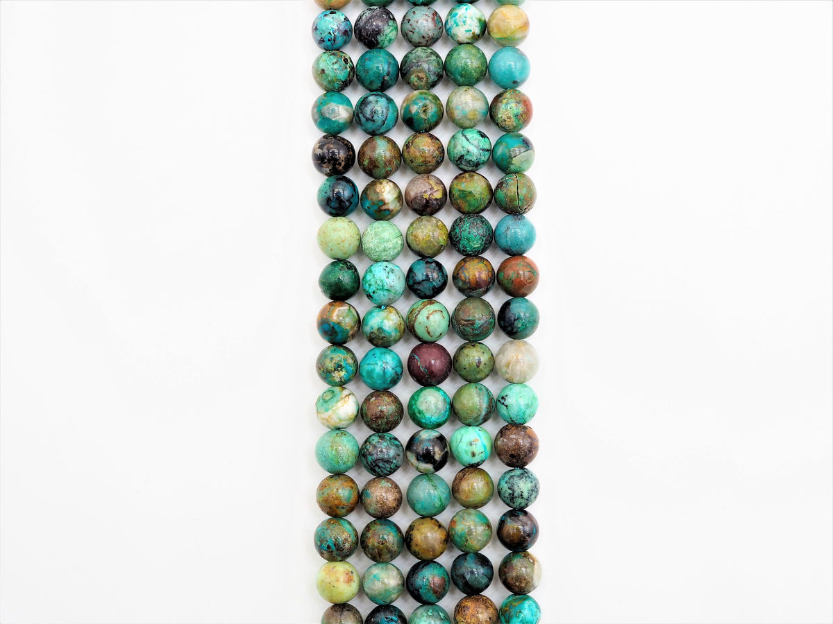 Chrysocolla Smooth Round Bead Strand, 6mm–10mm, 15–16 Inches