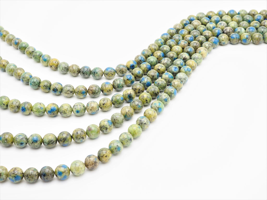 Greenish Blue K2 Jasper Smooth Round Beads, 15–16-Inch Strand