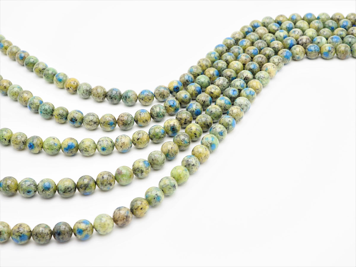Greenish Blue K2 Jasper Smooth Round Beads, 15–16-Inch Strand