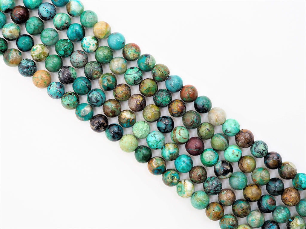 Chrysocolla Smooth Round Bead Strand, 6mm–10mm, 15–16 Inches