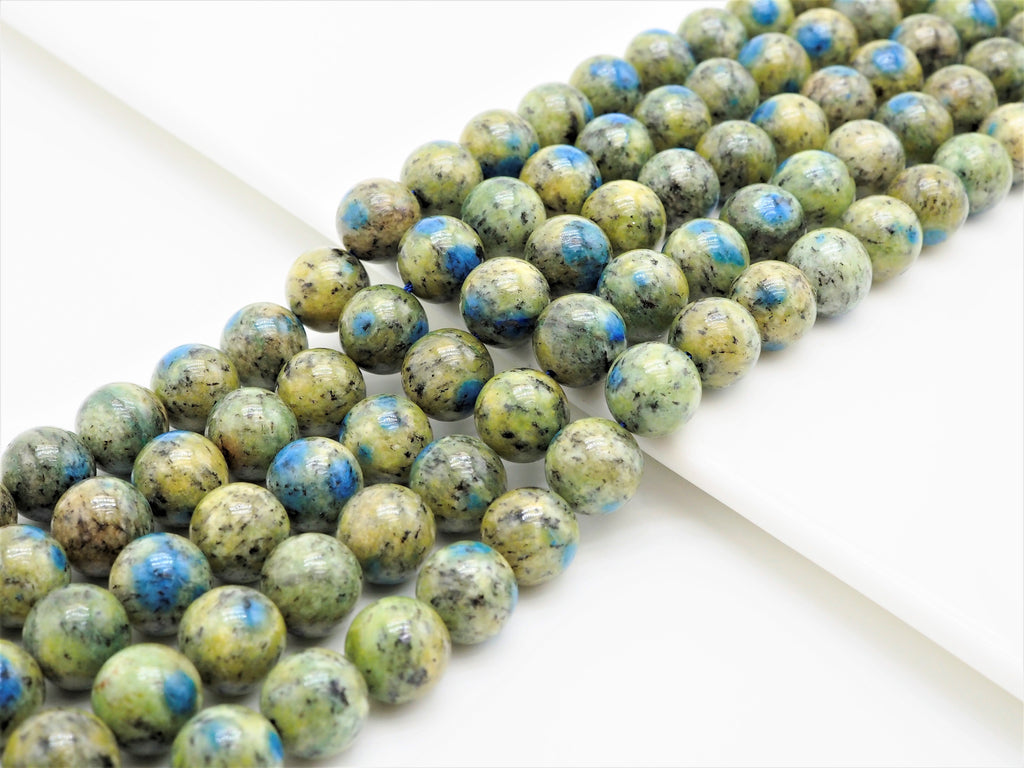 Greenish Blue K2 Jasper Smooth Round Beads, 15–16-Inch Strand