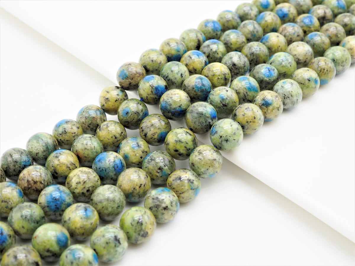 Greenish Blue K2 Jasper Smooth Round Beads, 15–16-Inch Strand