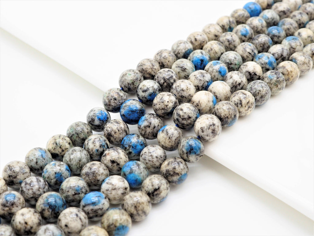 Gray Blue K2 Jasper Smooth Round Beads, 15–16-Inch Strand