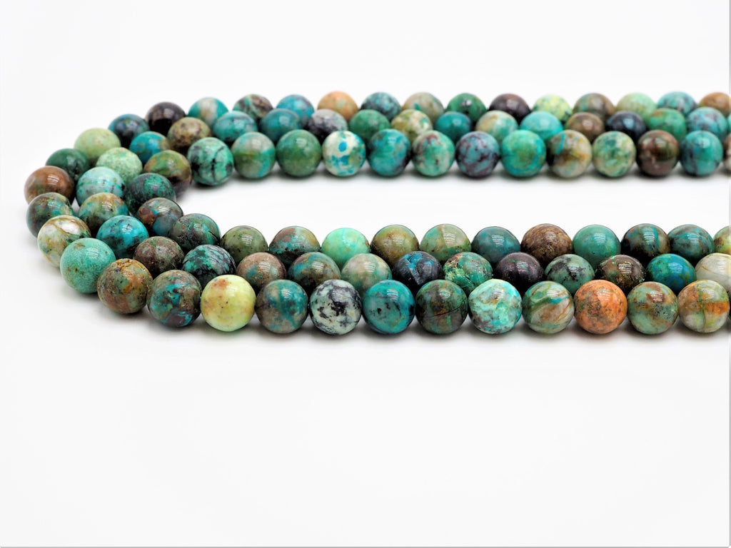 Chrysocolla Smooth Round Bead Strand, 6mm–10mm, 15–16 Inches