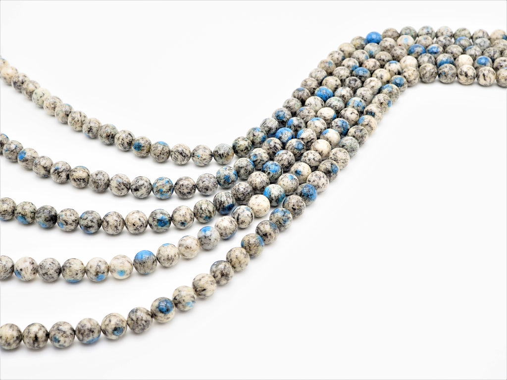 Gray Blue K2 Jasper Smooth Round Beads, 15–16-Inch Strand