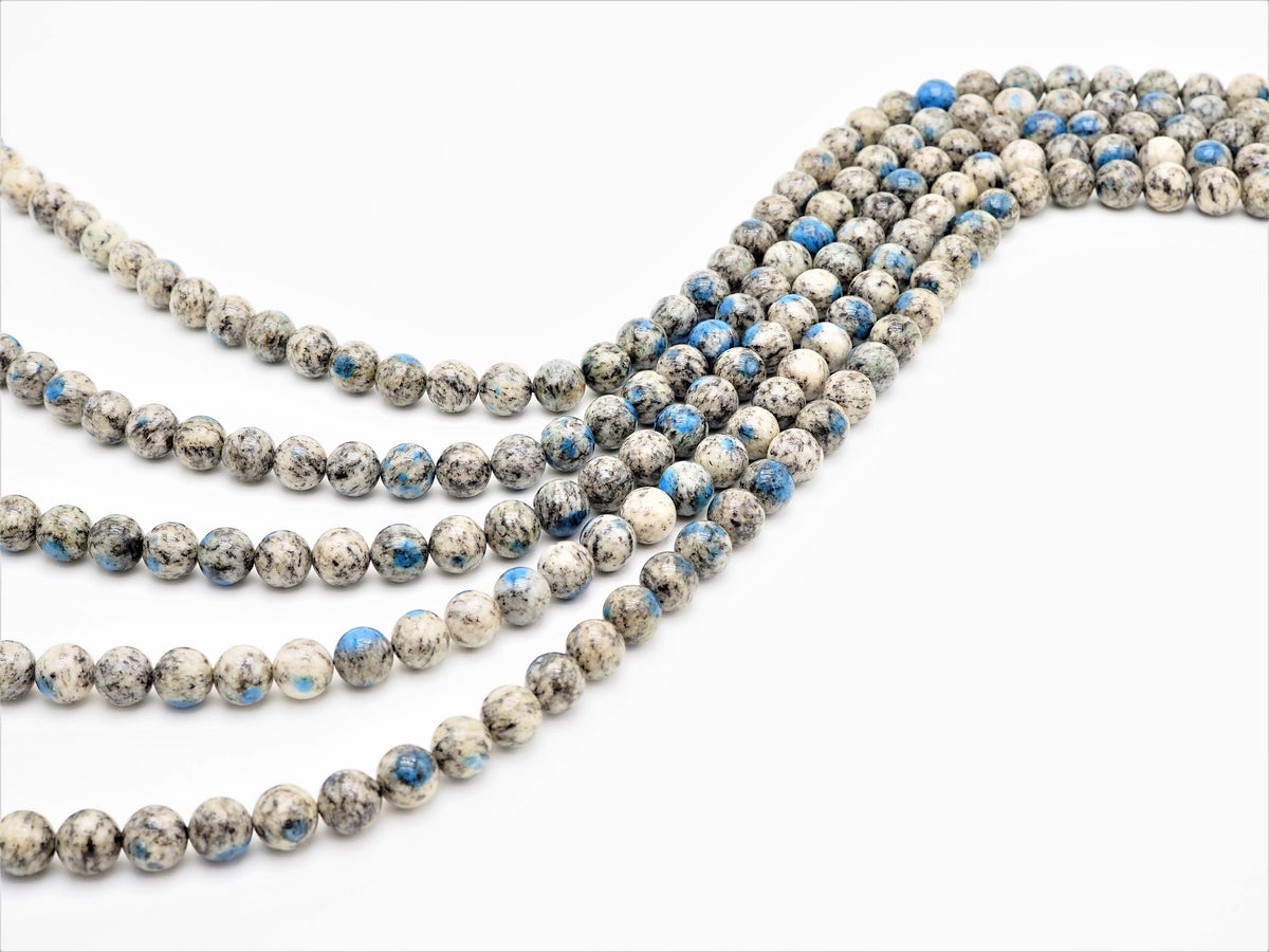 Gray Blue K2 Jasper Smooth Round Beads, 15–16-Inch Strand