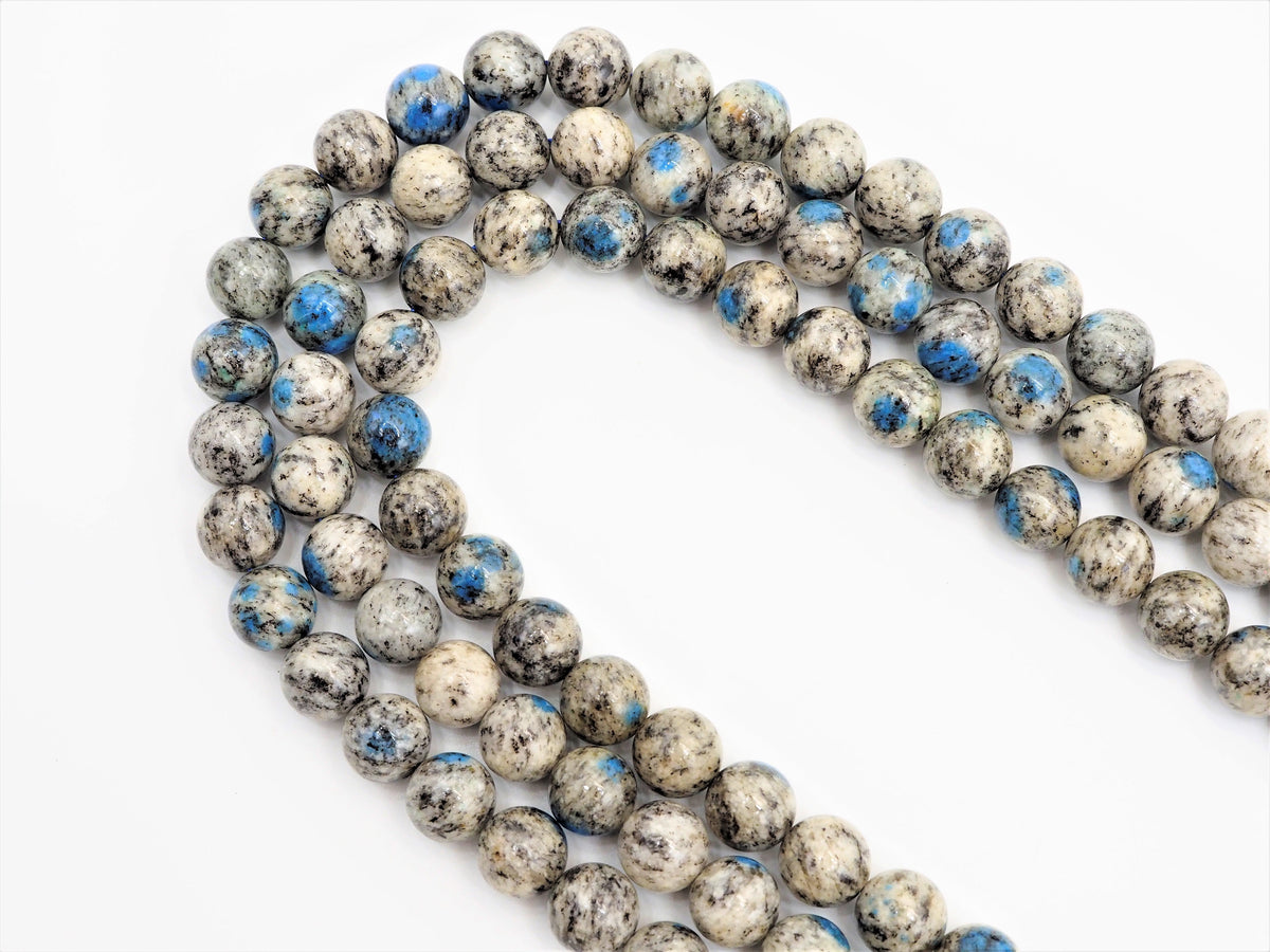 Gray Blue K2 Jasper Smooth Round Beads, 15–16-Inch Strand