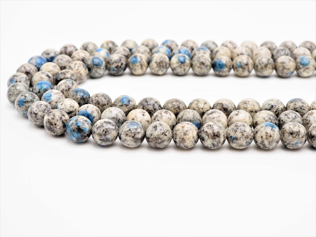 Gray Blue K2 Jasper Smooth Round Beads, 15–16-Inch Strand