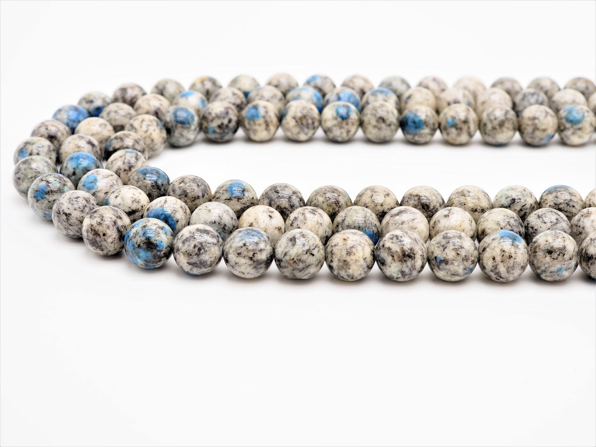 Gray Blue K2 Jasper Smooth Round Beads, 15–16-Inch Strand
