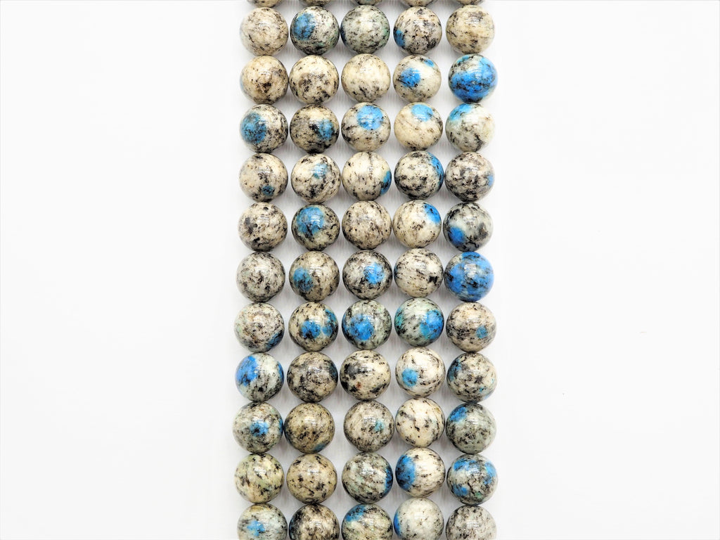 Gray Blue K2 Jasper Smooth Round Beads, 15–16-Inch Strand