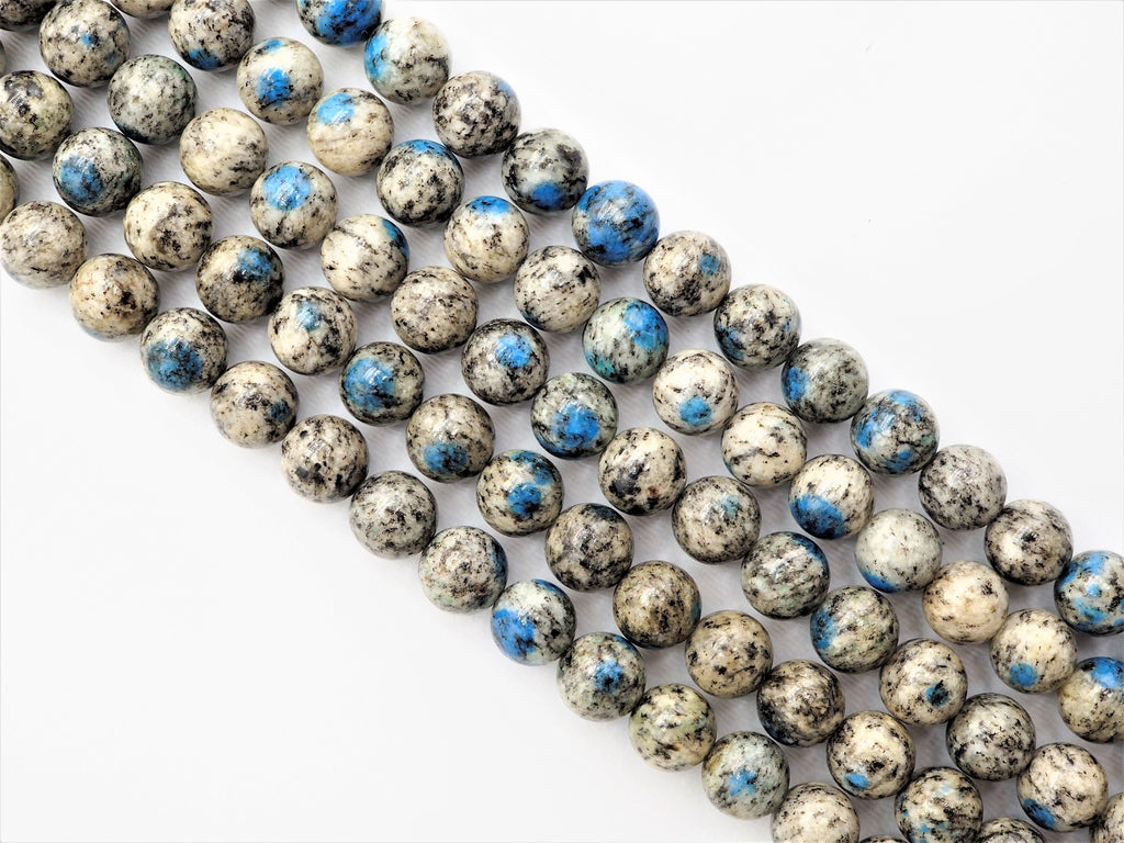 Gray Blue K2 Jasper Smooth Round Beads, 15–16-Inch Strand