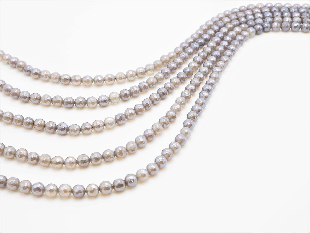 Mystic-Plated Gray Agate Faceted Round Beads, 6–12mm, 15–16-Inch Strand