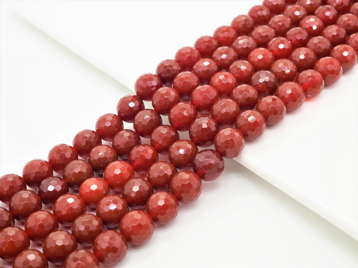 Carnelian Faceted Round Beads, 6–12mm, 15–16-Inch Strand