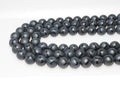 Black Onyx Matte Round Beads with Football-Line Pattern, 6–14mm, 15–16-Inch Strand