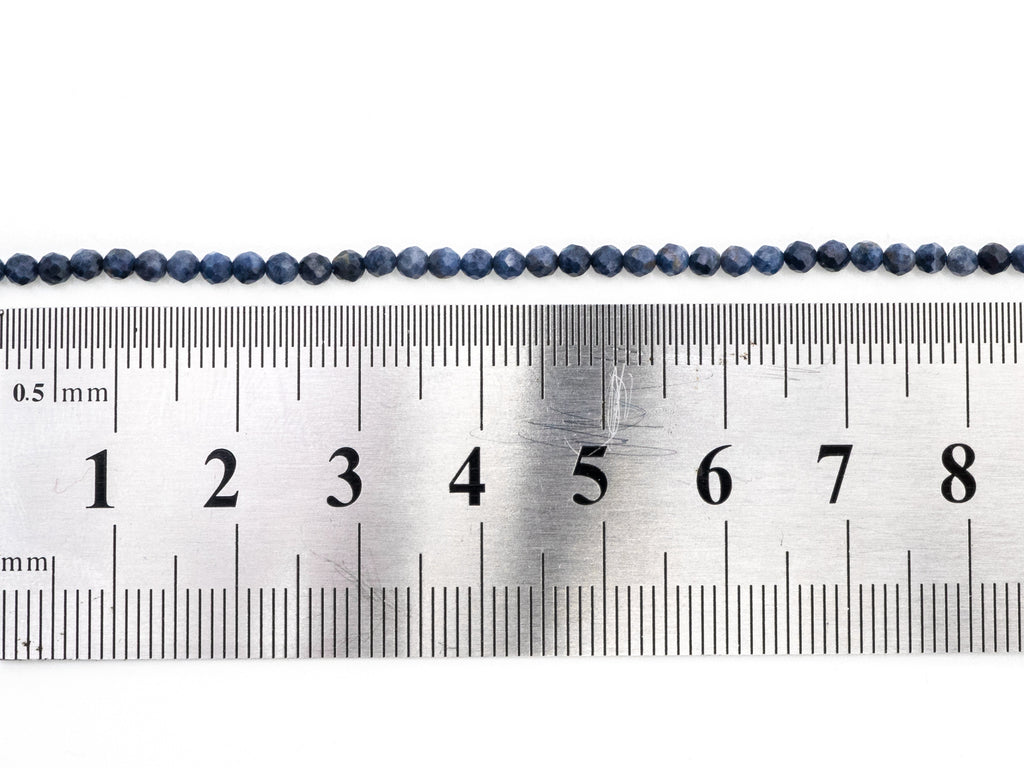 Natural Sapphire Faceted Round Beads, Multiple Sizes, 15-16-Inch Strand