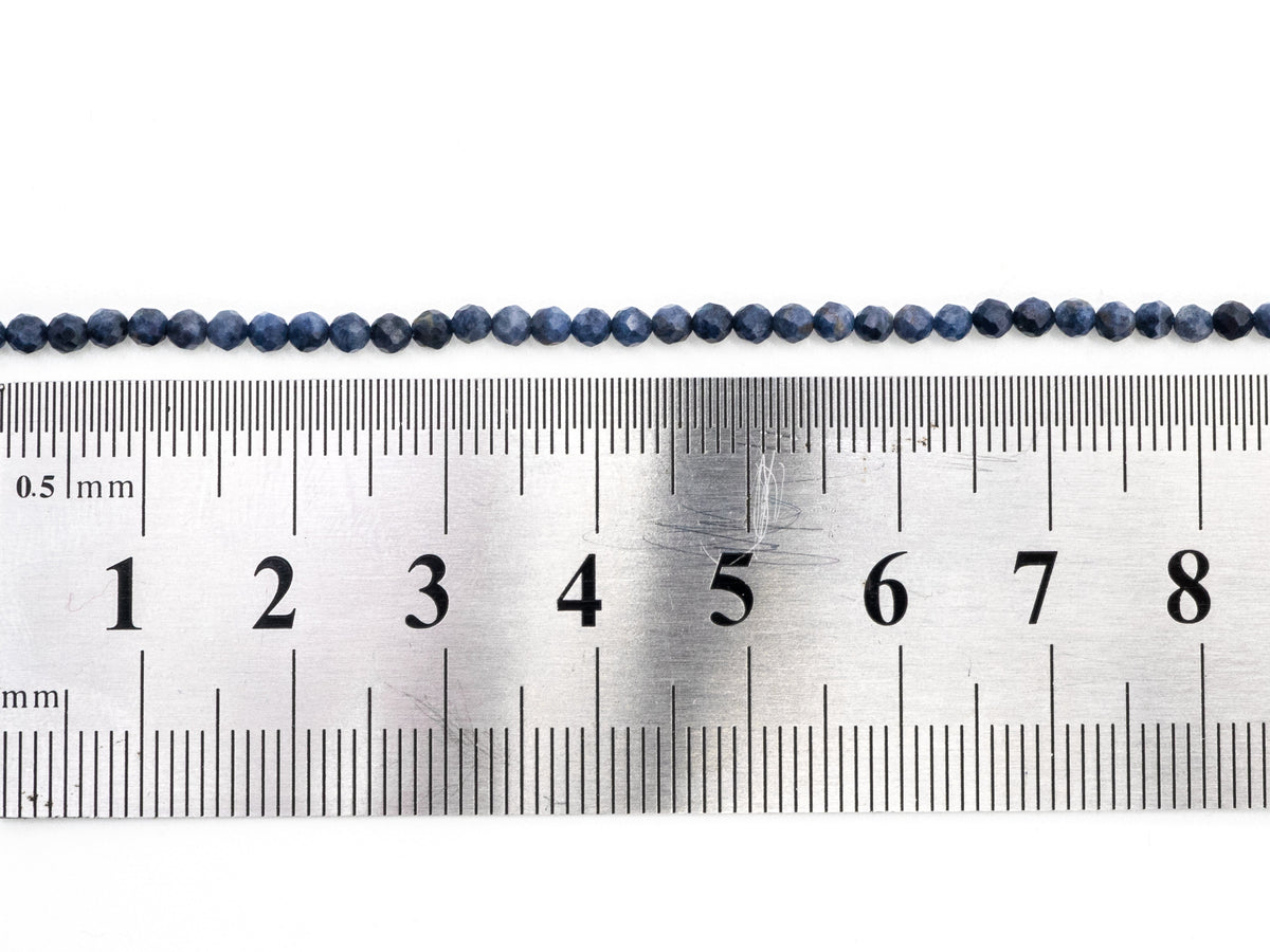 Natural Sapphire Faceted Round Beads, Multiple Sizes, 15-16-Inch Strand