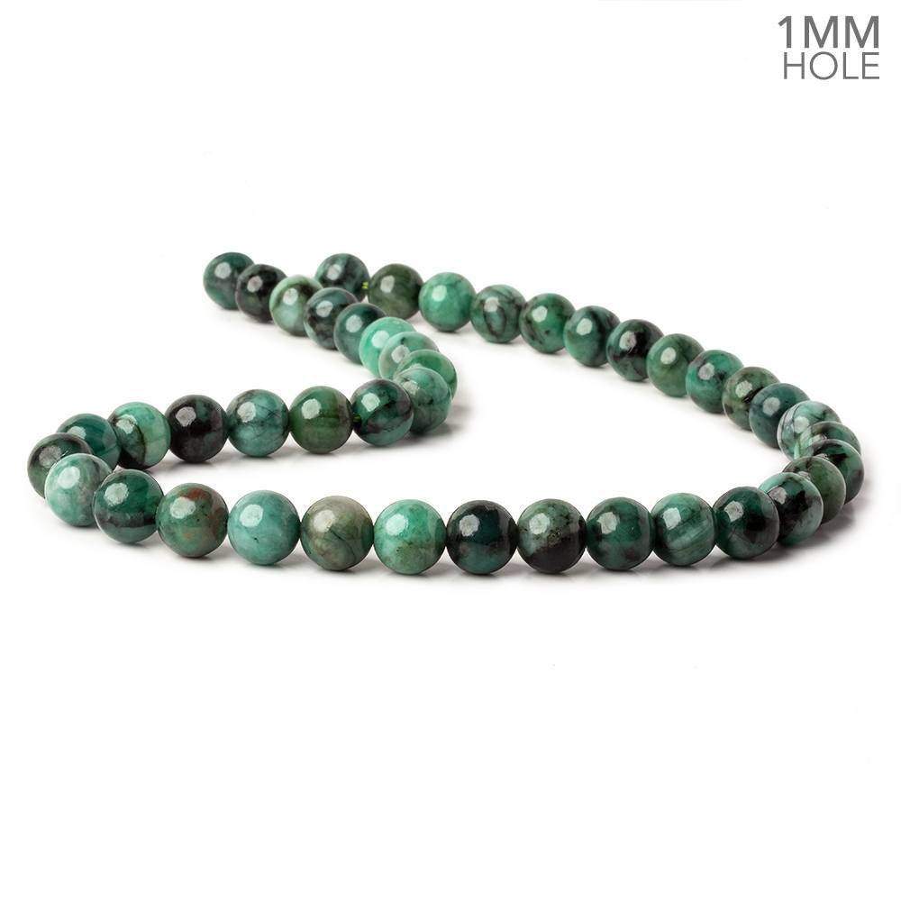 Brazilian Emerald Smooth Round Bead Strand – 10mm, 1mm Hole