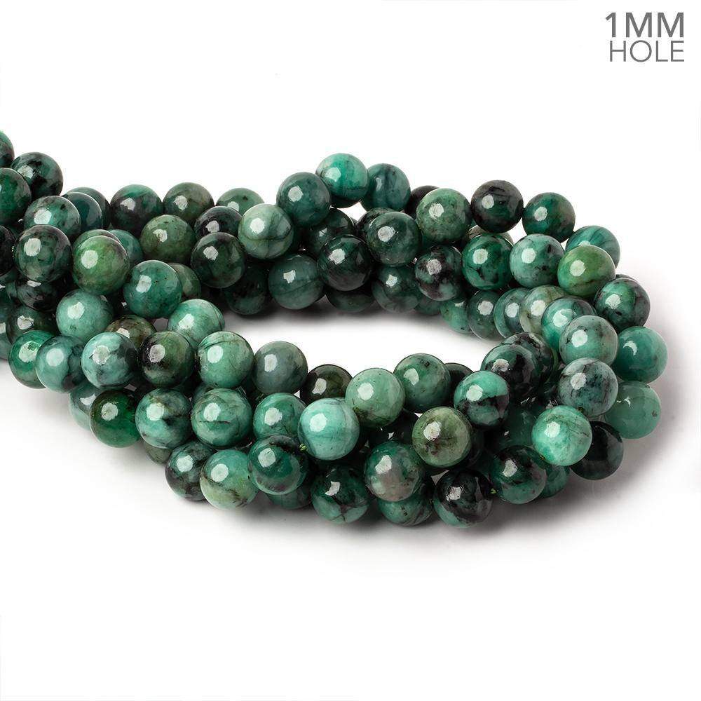 Brazilian Emerald Smooth Round Bead Strand – 10mm, 1mm Hole