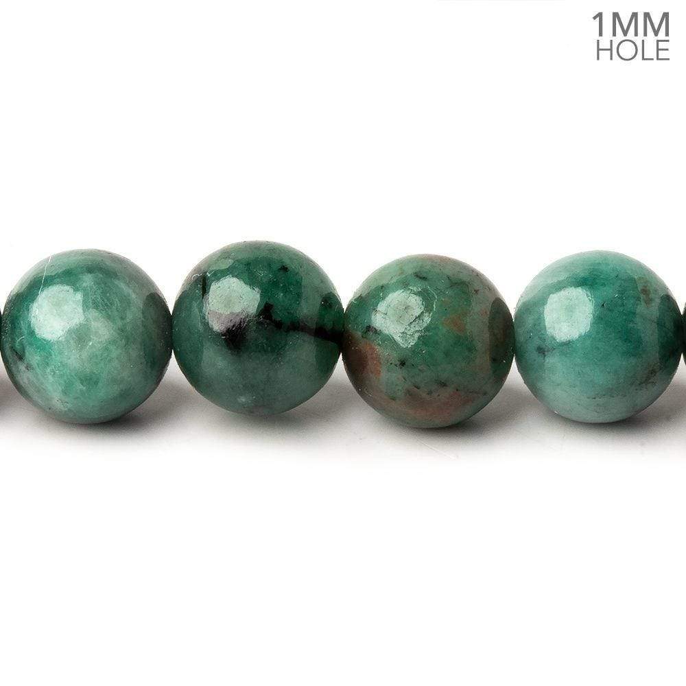 Brazilian Emerald Smooth Round Bead Strand – 10mm, 1mm Hole
