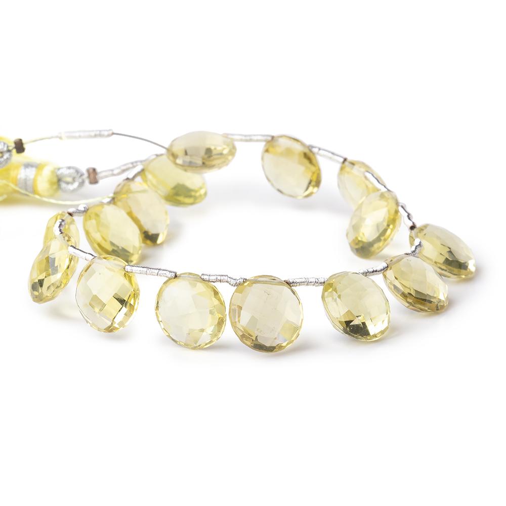10mm Lemon Quartz Top-Drilled Faceted Coin Beads, 7-Inch Strand