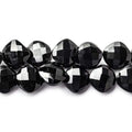 Black Onyx Corner-Drilled Faceted Pillow Beads, 10–11mm, 8-Inch Strand