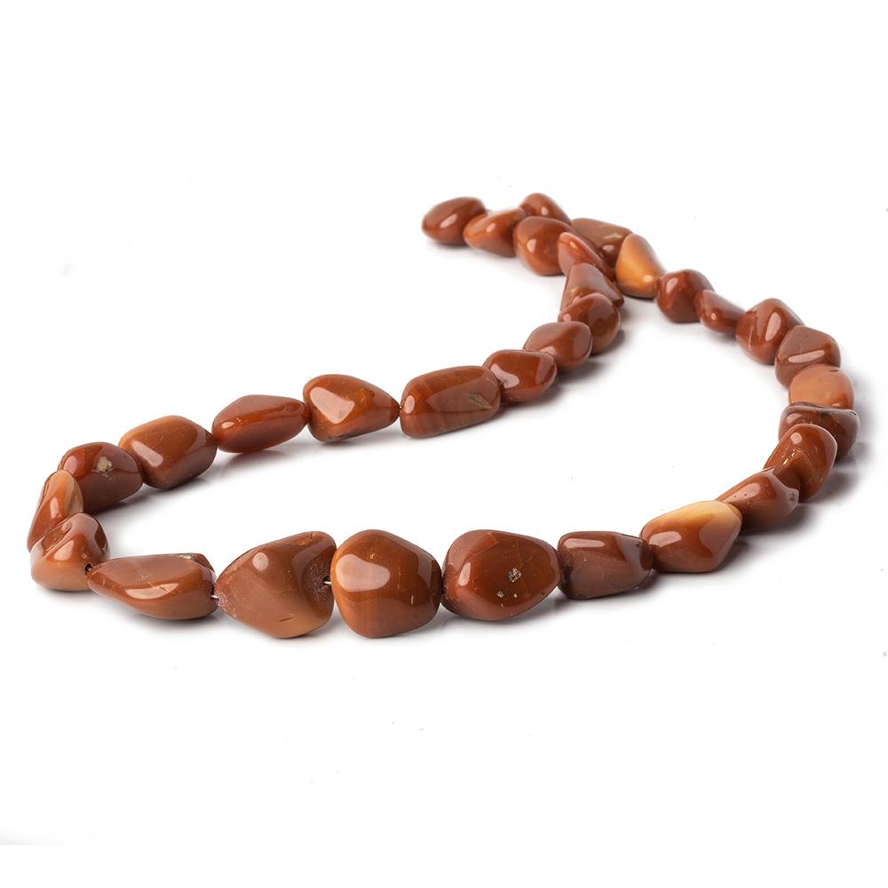 10x8–14x11mm Mexican Brown Fire Opal Smooth Nugget Beads, 18-Inch Strand