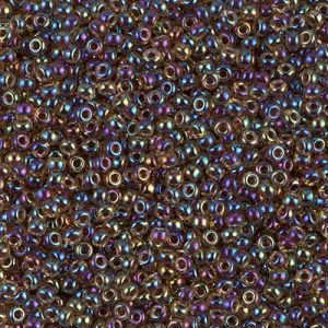 Miyuki 11-2213 (357)   11/0 Root Beer Lined Light Topaz AB Seed Beads -  5 or 10 gm