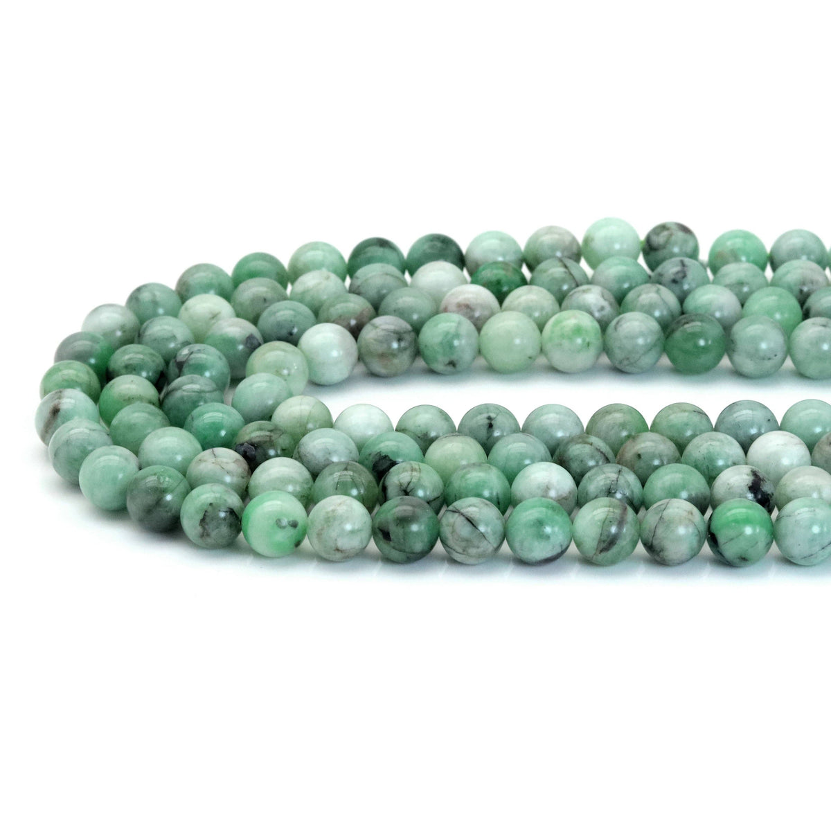 Emerald Smooth Round Bead Strand – 8mm or 10mm, 15–16 Inches