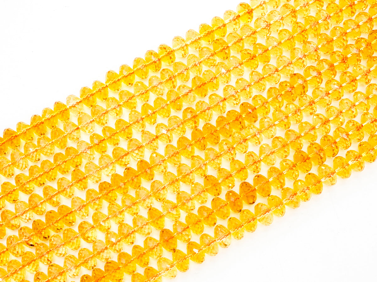 Citrine Faceted Rondelle Beads, 4x6–6x10mm, 15–16-Inch Strand