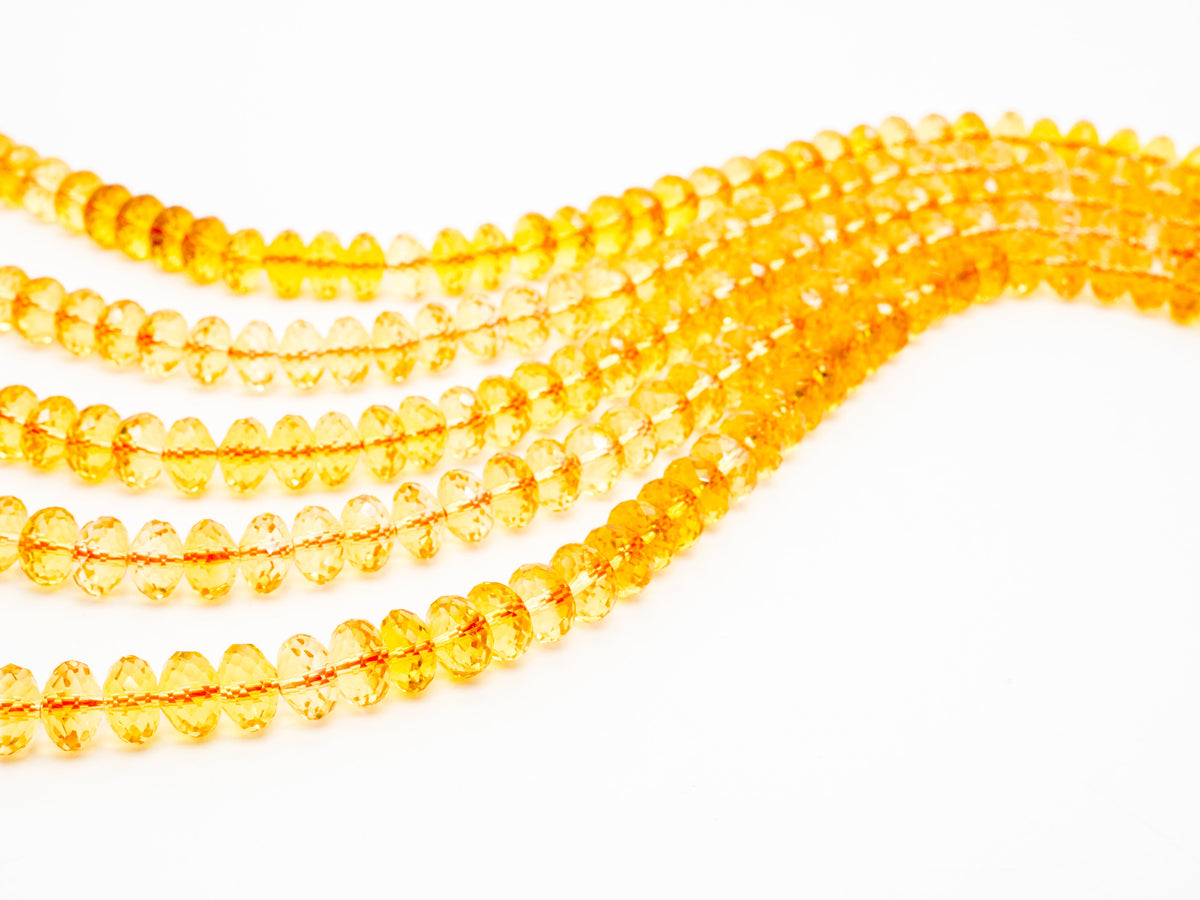 Citrine Faceted Rondelle Beads, 4x6–6x10mm, 15–16-Inch Strand