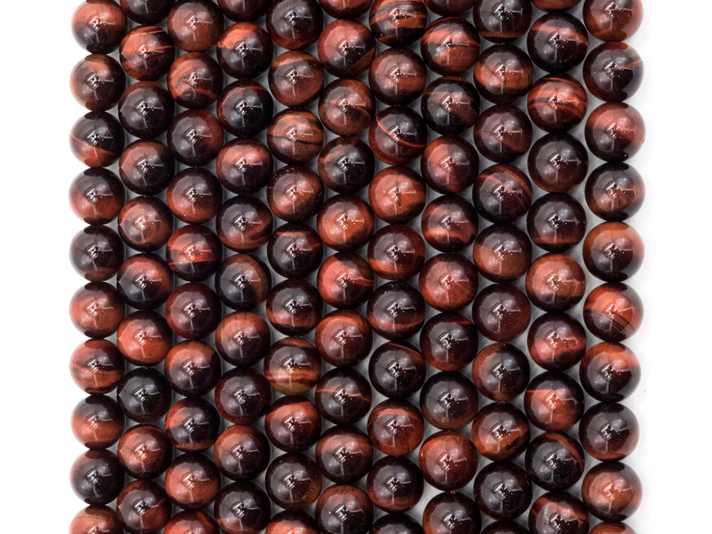 Red Tiger’s Eye Smooth Round Beads, 6–14mm, 15–16-Inch Strand