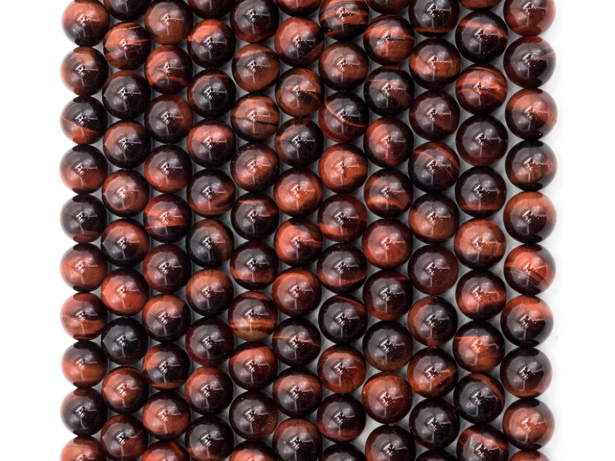Red Tiger’s Eye Smooth Round Beads, 6–14mm, 15–16-Inch Strand