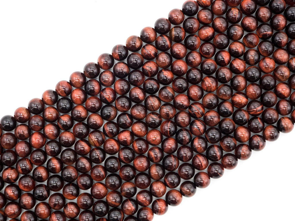 Red Tiger’s Eye Smooth Round Beads, 6–14mm, 15–16-Inch Strand
