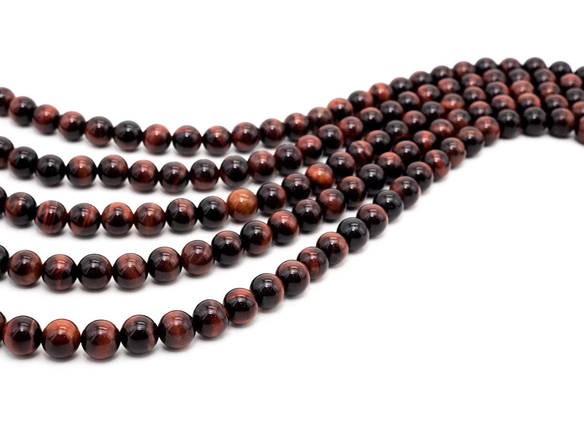 Red Tiger’s Eye Smooth Round Beads, 6–14mm, 15–16-Inch Strand