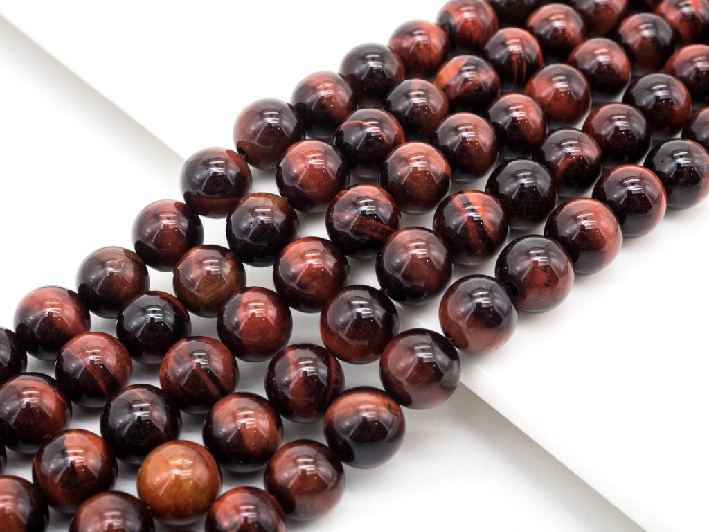 Red Tiger’s Eye Smooth Round Beads, 6–14mm, 15–16-Inch Strand