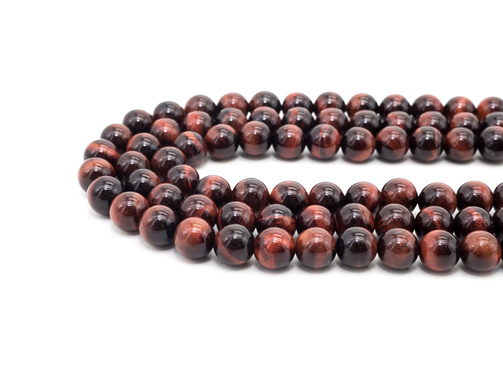Red Tiger’s Eye Smooth Round Beads, 6–14mm, 15–16-Inch Strand