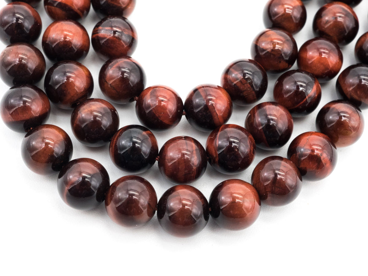 Red Tiger’s Eye Smooth Round Beads, 6–14mm, 15–16-Inch Strand