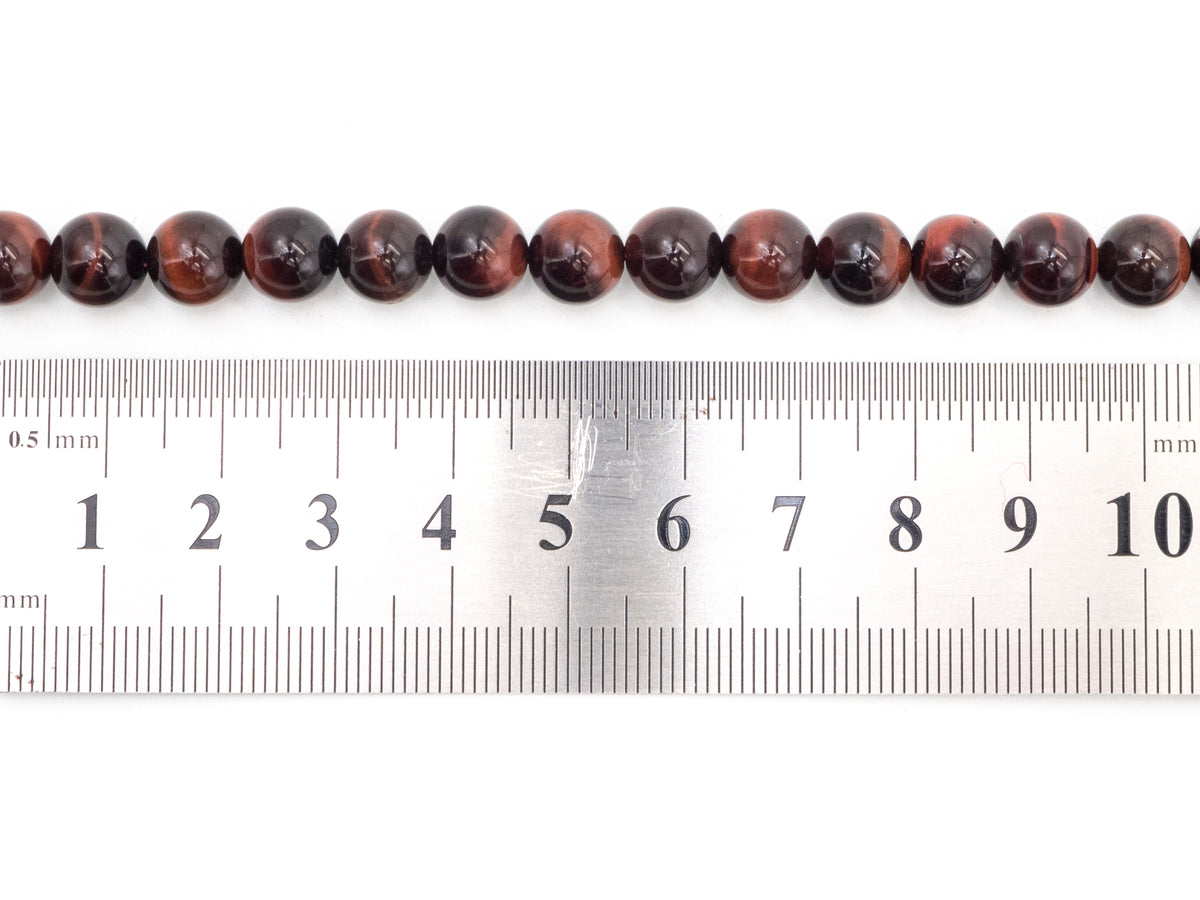 Red Tiger’s Eye Smooth Round Beads, 6–14mm, 15–16-Inch Strand