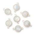 11mm Sterling Silver Bezel Rainbow Moonstone Faceted Coin 1 Connector