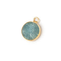 11mm Vermeil Bezel Aquamarine Flat Coin Pendant 1 piece