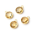 11mm Vermeil Bezel Citrine Faceted Coin Pendant 1 piece