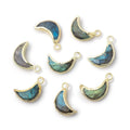 11x5mm Gold Leafed Labradorite Crescent Moon 1 Pendant