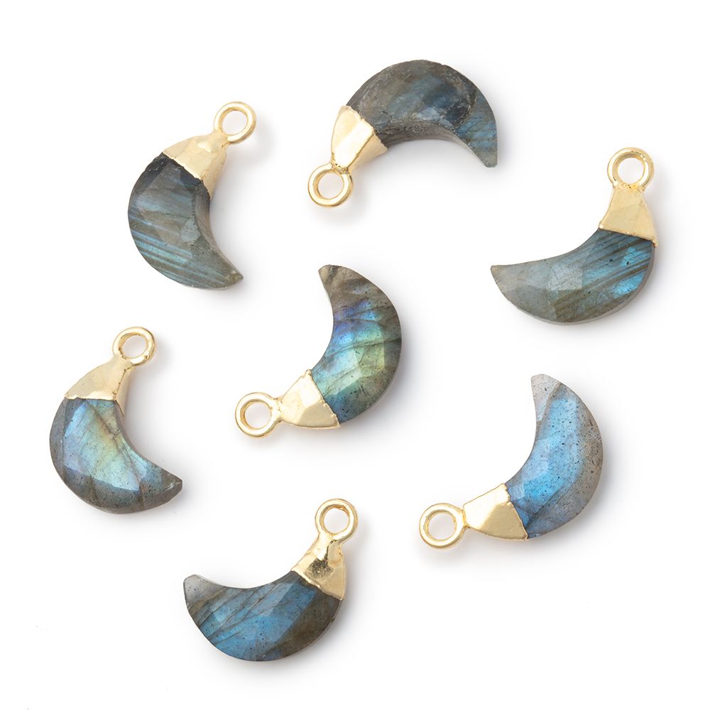 11x5mm Gold Leafed Labradorite Faceted Crescent Moon 1 Pendant