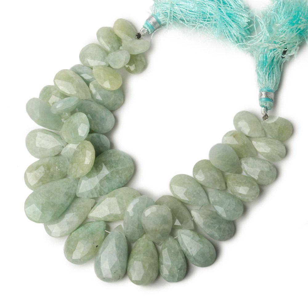 Milky Aquamarine Pear Briolette Beads, 6.75-Inch Strand