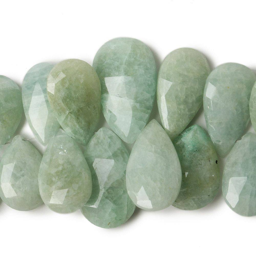 Milky Aquamarine Pear Briolette Beads, 6.75-Inch Strand