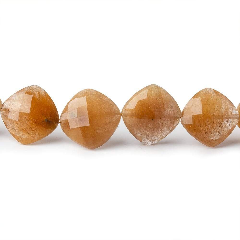 12–15mm Caramel Rutilated Quartz Faceted Pillow Beads, 17-Inch Strand