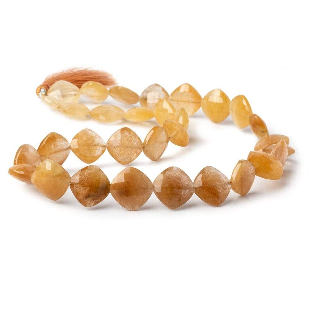12–15mm Caramel Rutilated Quartz Faceted Pillow Beads, 17-Inch Strand