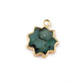 13-14mm Gold Leafed Emerald Star Burst Focal Pendant 1 piece