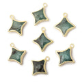 13-15mm Gold Leafed Emerald 4 Point Star 1 Focal Pendant